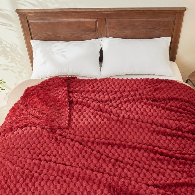 NEWCOSPLAY Super Soft King Blanket Red Premium Silky Flannel Fleece 3D Clouds - Image 8