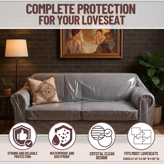 Evelots Clear Plastic Loveseat Cover - Image 3