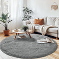 CAIYUECS Grey Round Rug for Bedroom: 4x4Feet Soft and Fluffy Area Rug for by CAIYUECS