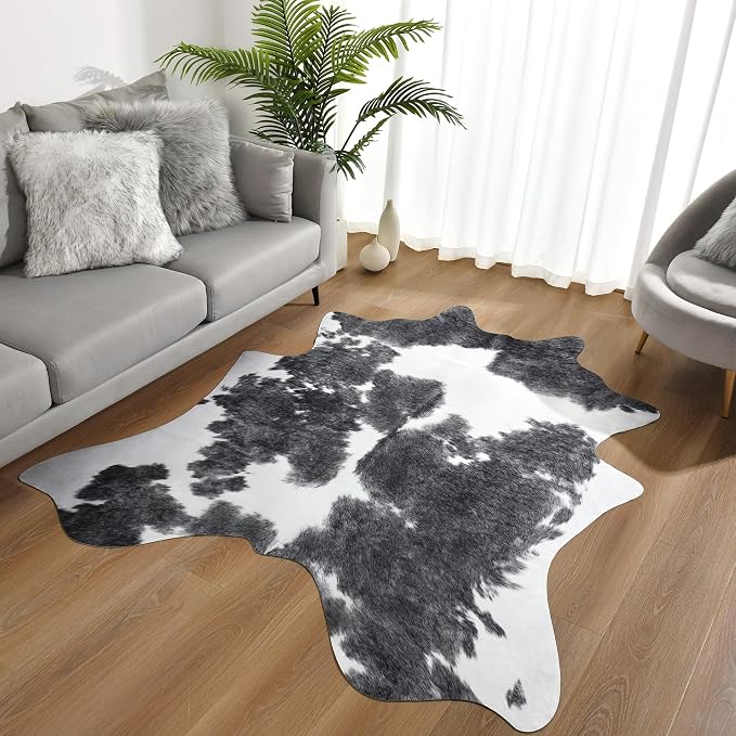 Easycozy Faux Cowhide Cow Print Rug: 5.2 x 6.2 Western Decor Faux Cowhide - Image 8