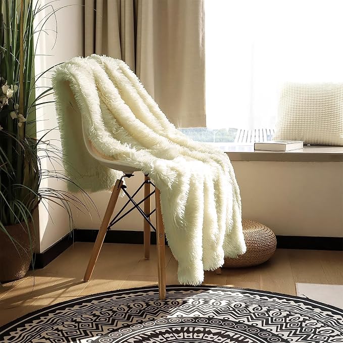Tuddrom Decorative Extra Soft Faux Fur Blanket Twin Size 70" x 78", Solid - Image 7