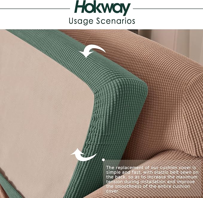 Hokway Stretch Couch Cushion Slipcovers Reversible Cushion Replacement - Image 5