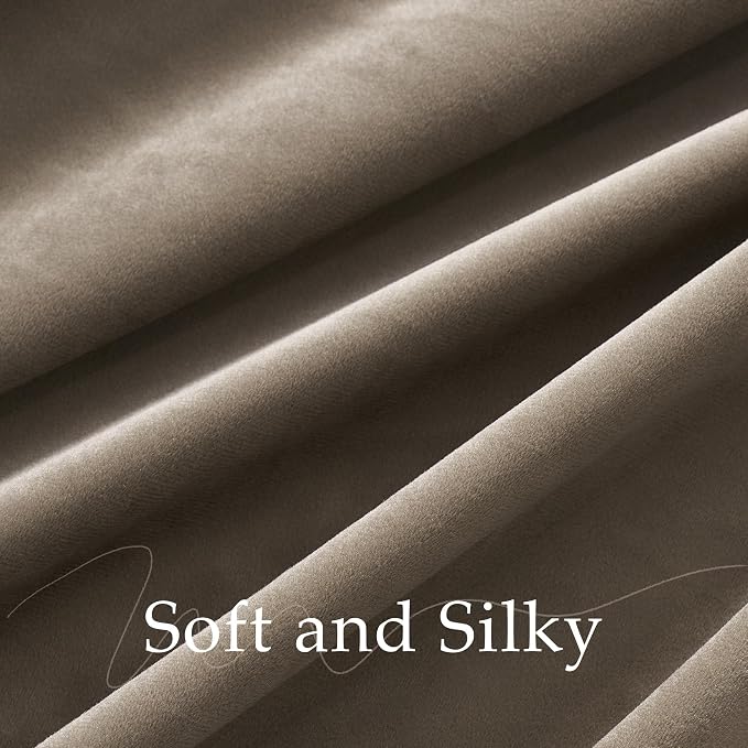 NICETOWN Taupe Velvet Curtains 120 Inch Length - Image 6
