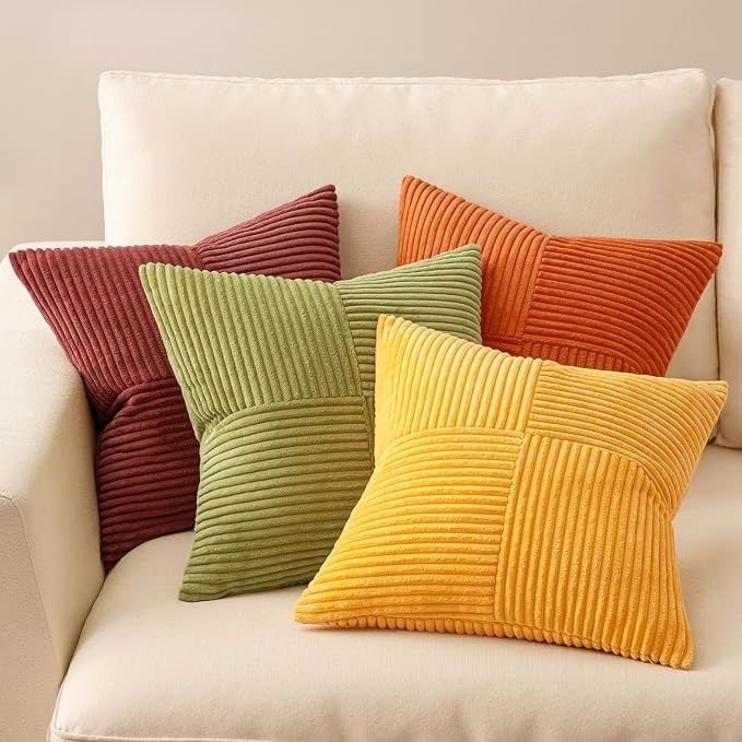 MIULEE Yellow Orange Rust Throw Pillow Covers 18x18 Inch 4 Packs Boho Farmhouse - Image 3