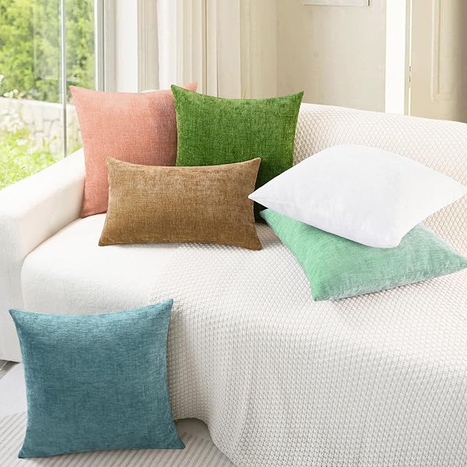 CaliTime Throw Pillow Covers Decorative 16 X 16 Inches Pack of 2 Cozy Chenille - Image 4