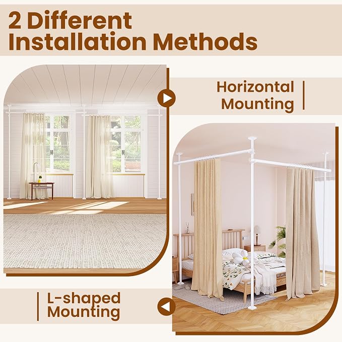 Bonpally Room Divider Curtain Rod, No Drilling Tension Rod - Image 7