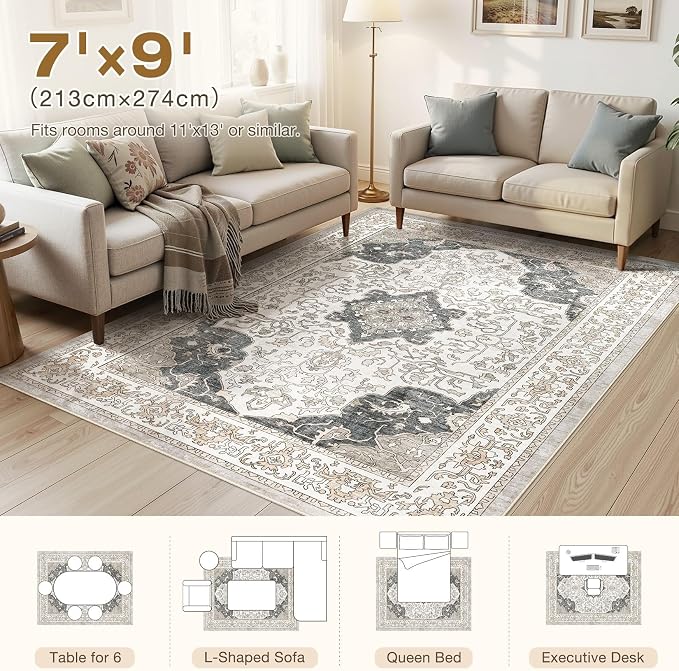 cotiled 7x9 Area Rugs Large Washable Rugs - Image 7