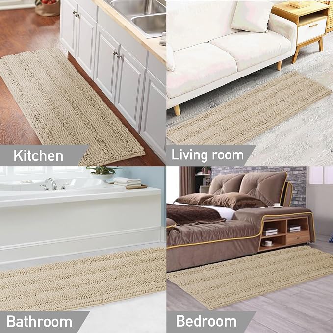 Turquoize Luxury Bath Runner, Fog Bathroom Rug 47 x 17 Inches Mat, Soft Plush - Image 6