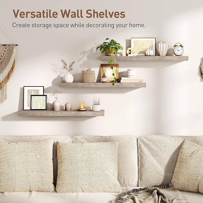 RALGEND Floating Shelves for Wall, 1.5" Thick Wall Shelf Set of 3 - Image 4