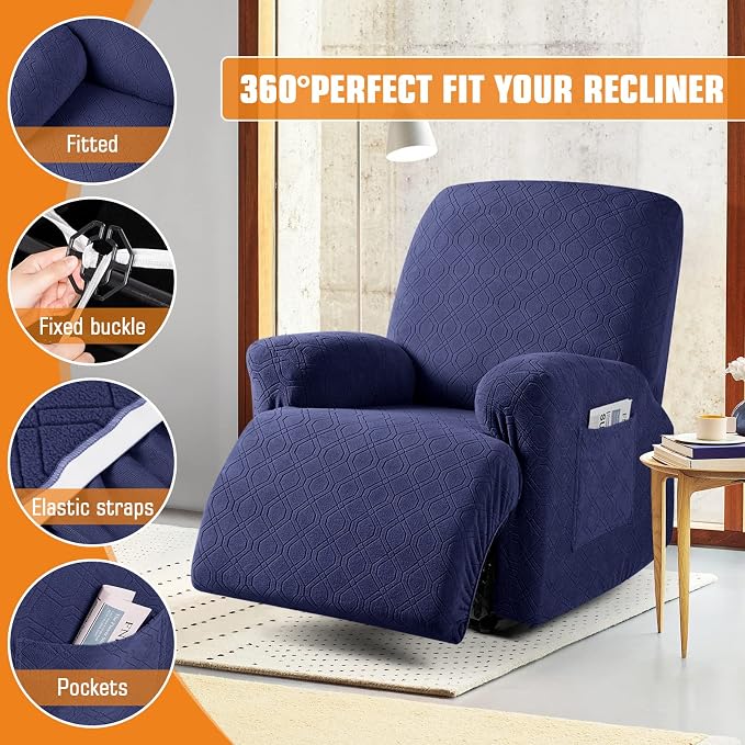 VANSOFY Oversized Recliner Chair Cover, 4-Pieces Stretch Recliner Covers - Image 5