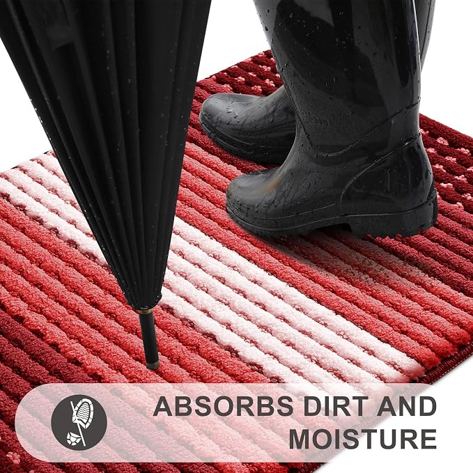 Kitinjoy Indoor Outdoor Door Mat, 59x36 Non-Slip Absorbent Dirt Trapper - Image 2