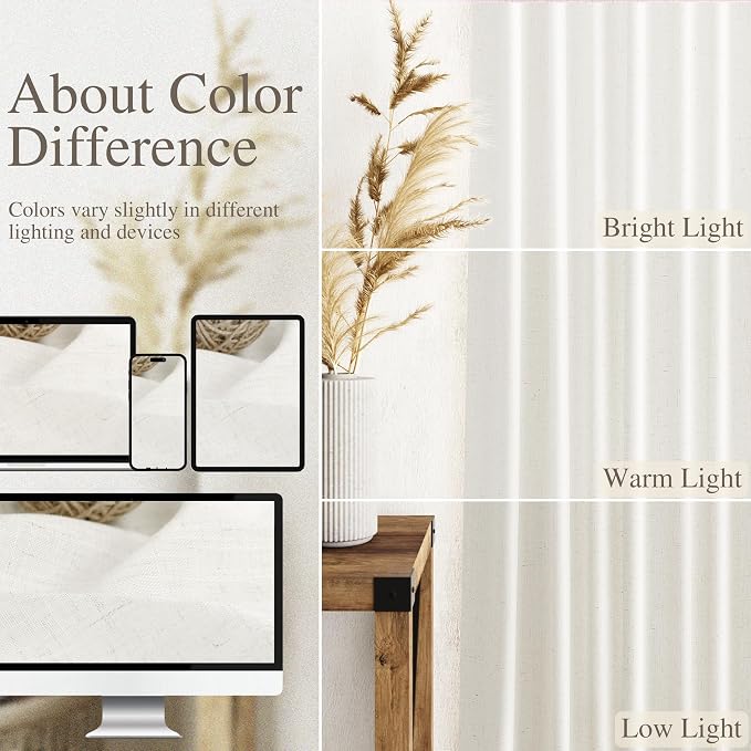 Nanspring Neutral Linen Curtains 120 Inches Long - Image 3