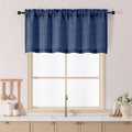 Chyhomenyc Navy Blue Kitchen Curtains 24 Inch Length, Light Filtering Faux by Chyhomenyc
