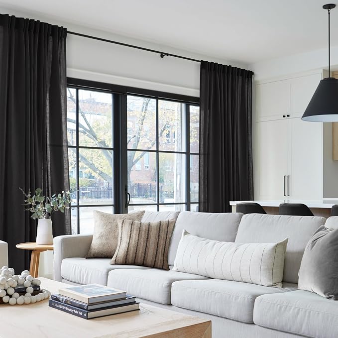 Black Linen Curtains 72 inches Long - Image 5
