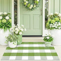 OLANLY Buffalo Plaid Rug 2' x 3' – Green and White Cotton Checkered Doormat by OLANLY