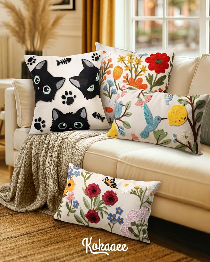 Embroidered Throw Pillow Cover 20x20 Inch - Image 6