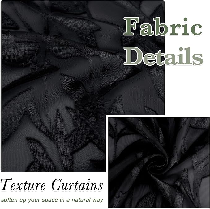 Lecloud Leia 14 Inch Black Sheer Valances - Image 4