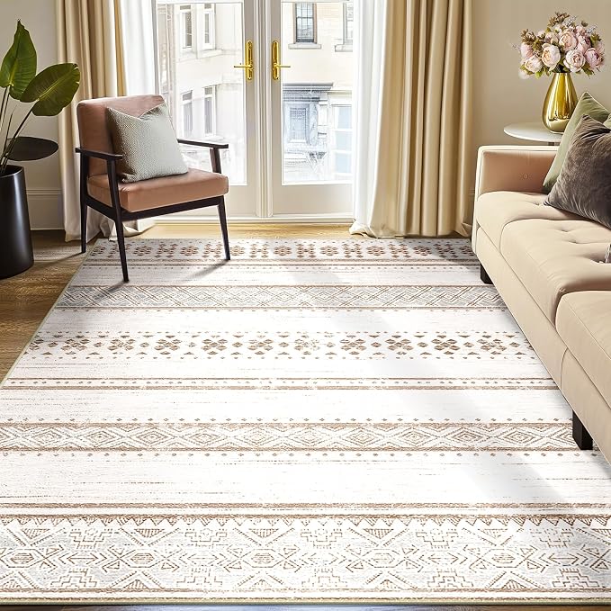 BESTSWEETIE 9x12 Area Rugs for Living Room Washable Moroccan Farmhouse Neutral - Image 6