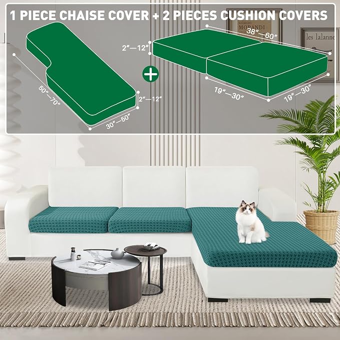 MAXIJIN Couch Cushion Covers for Sectional Sofa, Stretch Sofa Cushion Cover - Image 2