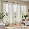 jinchan Winslow 4 Panel Curtains Set 84 Inch Length Embroidered Bordered Floral by JINCHAN