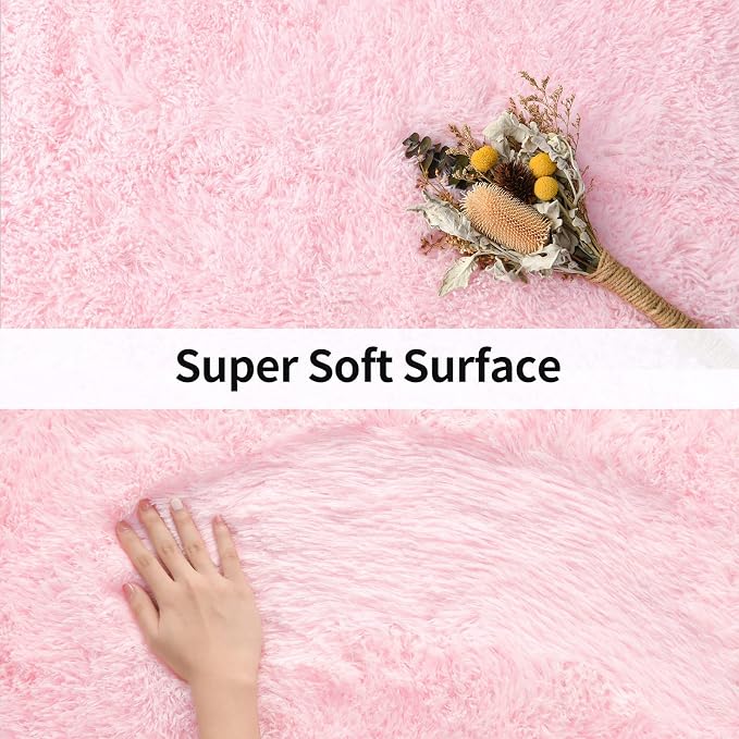 Merelax Soft Fluffy Rugs Pink Girls Bedroom Nursery Rug, 2x4 Small Shaggy - Image 4