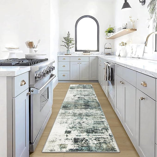 2'6''x8' Runner Rugs Washable Rug: Modern Abstract Hallway Runner Rug Indoor by GENTDRIZZ