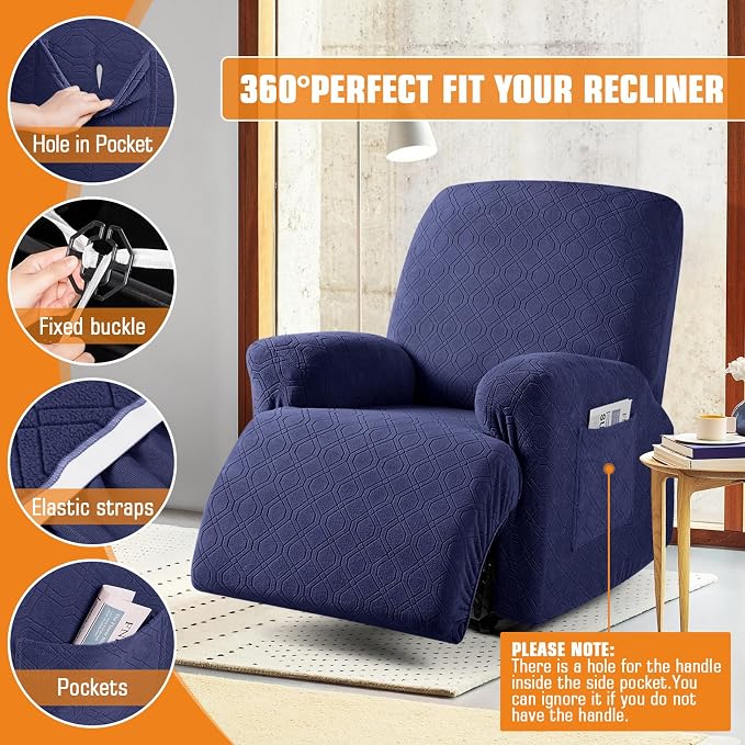 VANSOFY Recliner Chair Cover, 3-Pieces Stretch Recliner Covers - Image 5