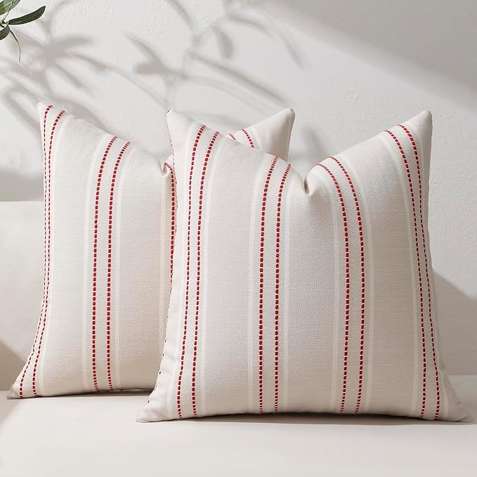 Hckot Christmas Throw Pillow Covers 16x16 Set of 2 Red Pillow Covers Textured by Hckot