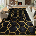 ONASAR 8x10 Area Rugs for Living Room, Fluffy Black and Gold Bedroom Rug by ONASAR