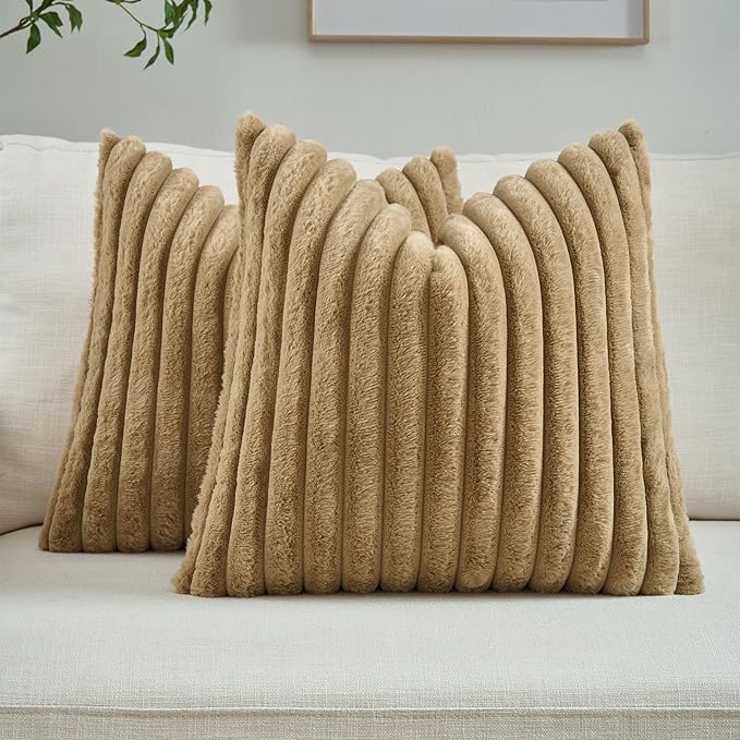 FUTEI Camel Decorative Throw Pillow Covers Set of 2, 26x26 Inch Soft Fluffy by FUTEI