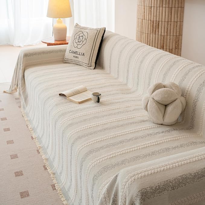 VClife Chenille Sofa Cover Bohemian Striped Pattern Couch Cover - Image 8
