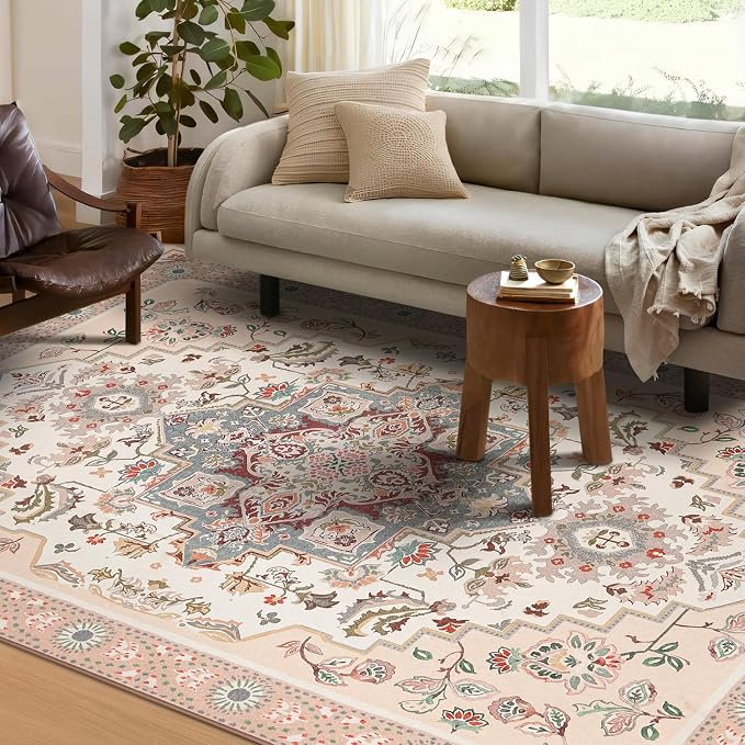 Phantoscope Washable Round Area Rug 6ft Non-Slip, Vintage Boho Rugs - Image 8