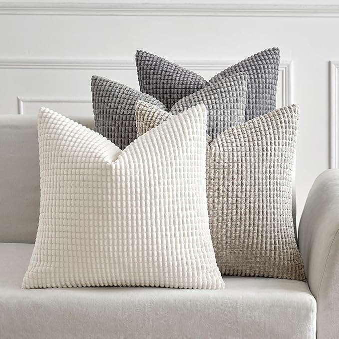 MIULEE Timeless Neutral Pillow Covers 22x22 Inch Set of 4 Mid Century Modern by MIULEE