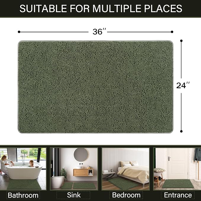 LOCHAS Luxury Bathroom Rug Shaggy Bath Mat 24 x 36 Inch, Washable Non Slip Bath - Image 2