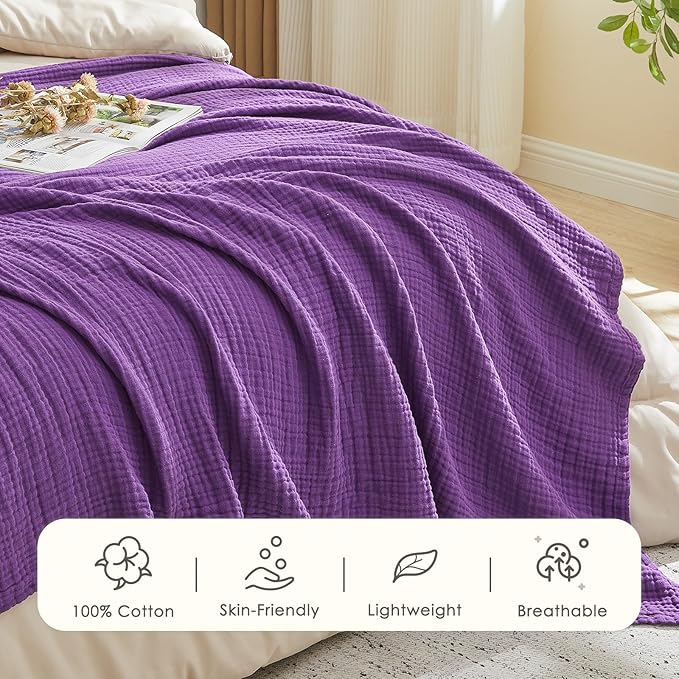 EMME Cotton Muslin King Blanket Big Oversized Bed Layering Bedspread Coverlet - Image 2