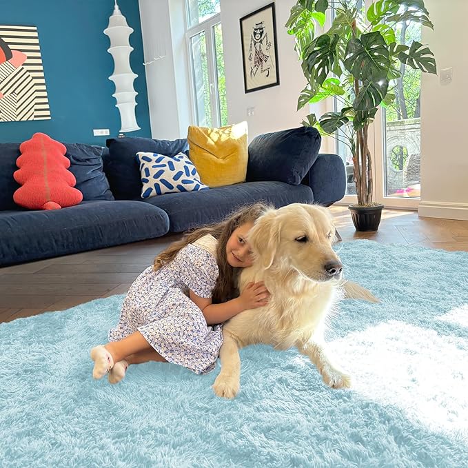 OLANLY 3x5 Machine Washable Small Bedside Rug, Soft Fluffy Shaggy Rugs - Image 5