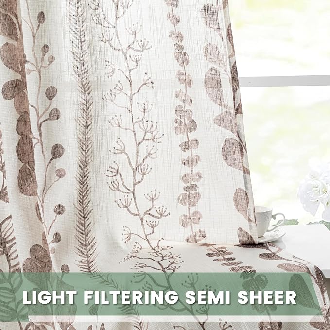 MEETSKY Flax Linen Boho Curtains 95 Inches, 2 Panels Light Filtering Window - Image 4