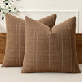 MIULEE Decorative Linen Check Euro Shams Throw Pillow Covers Neutral Farmhouse by MIULEE