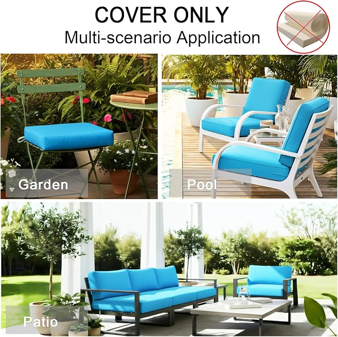 NettyPro Patio Cushion Covers Replacement Set 4 Water Repellent UV Resistant - Image 8