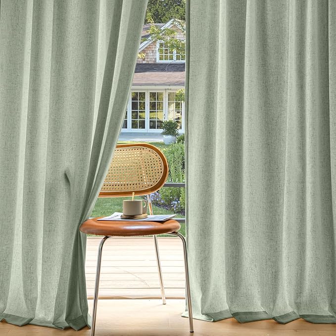 MIULEE Non-See-Through Privacy Linen Curtains 2 Panels, Light Filtering Window by MIULEE