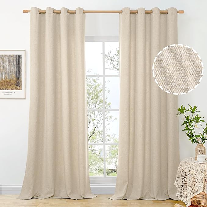 BGment Extre Long Oatmeal Linen Curtains 108 Inch Length 2 Panels by BGment