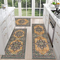 HEBE Farmhouse Kitchen Rugs Sets of 3 Non Slip Washable Boho Kitchen Rugs and by HEBE