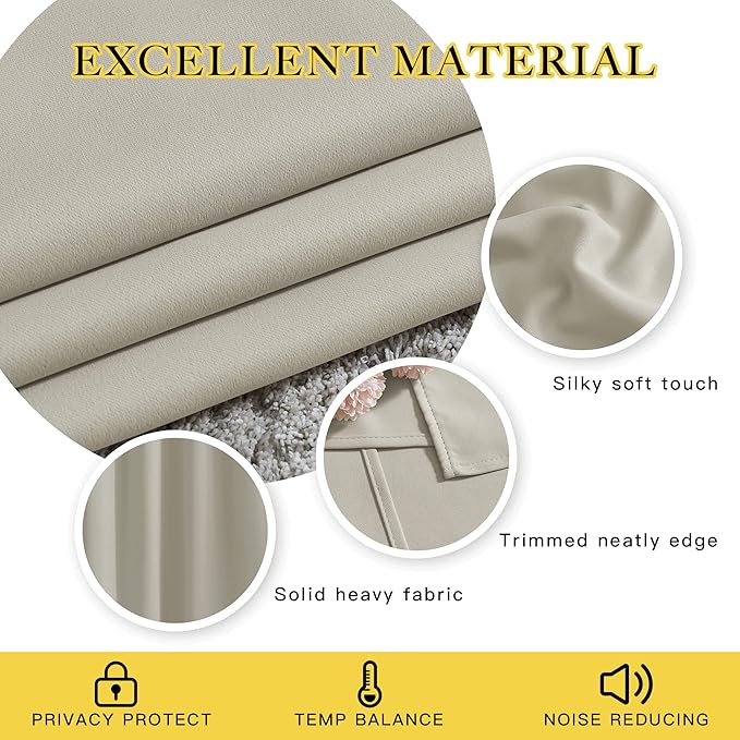 NICETOWN Room Darkening Natural Curtains 84 inches Long, Grommet Room Darkening - Image 4