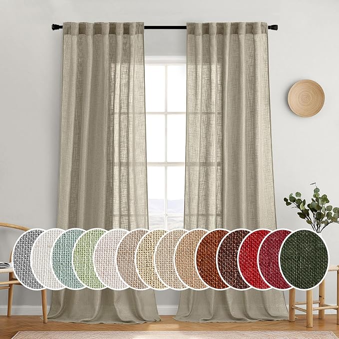 MIULEE Oatmeal Linen Curtains 108 Inch Long 2 Panels by MIULEE