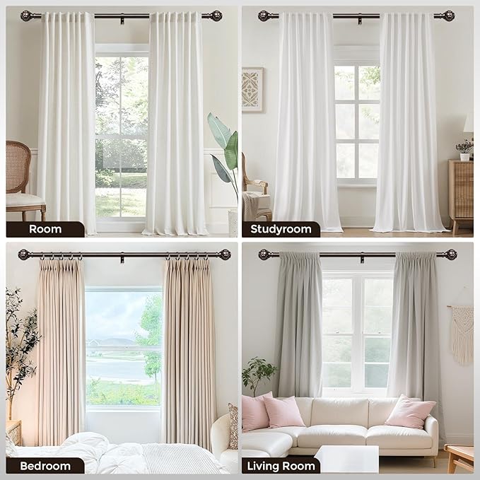 Long Bronze Curtain Rod, Heavy Duty 1 Inch Decorative Curtain Rods - Image 2