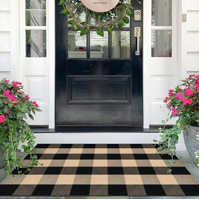 IOHOUZE Buffalo Plaid Checkered Rug 27.5 x 43 Inches Front Door Mats, Washable by iOhouze