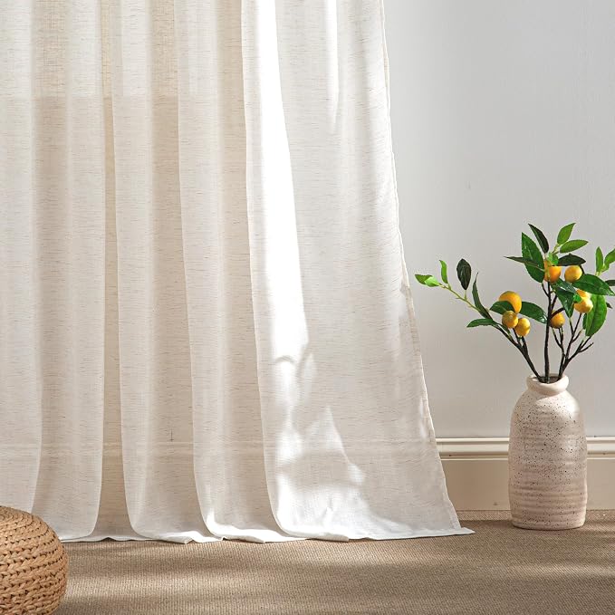 RYB HOME Sheer Curtains 84 inches Long Linen Blend Light & Airy Vertical - Image 4