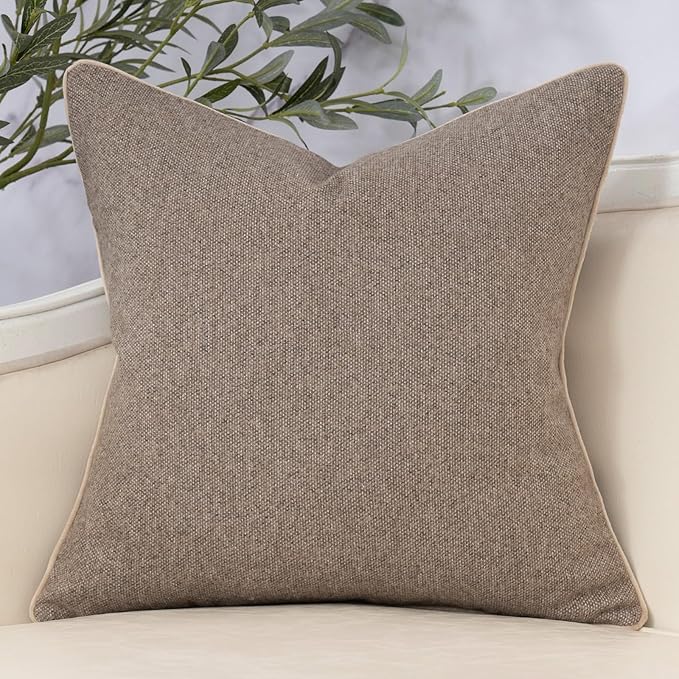 Yangest Neutral Floral Pillow Cover 24 x 24 Inches, Vintage Chenille Square - Image 2