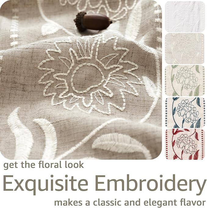 jinchan Winslow Linen Curtains for Bedroom 84 Inches Length Ivory on Taupe - Image 4