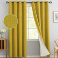 Yakamok Mustard Yellow Linen Curtains 100% Blackout 84 Inches Long, Room by Yakamok
